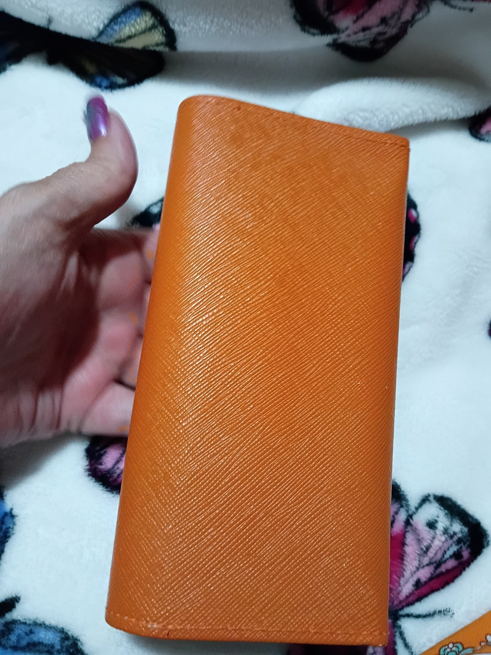 Tory Burch Orange Saffiano Leather Continental Wallet Like New - Picture 9 of 9